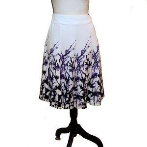 Coldwater Creek White Purple Print Skirt B17